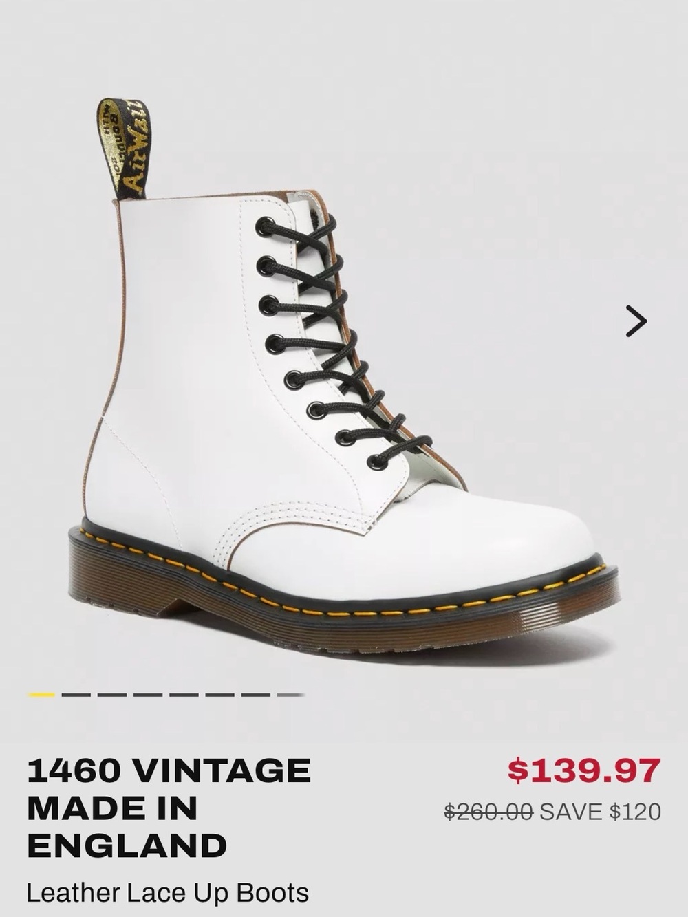 NEW! Dr. Martens 1460 White Leather Boots